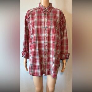 Vintage Baxter Men's Shirt Size L 90's Plaid Button Down Long Sleeve 100% Cotton